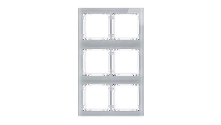DECO Ramka modułowa 6 krotna (2 poziom, 3 pion) - efekt szkła (ramka szara spód biała) szary 15-0-DRSM-2x3