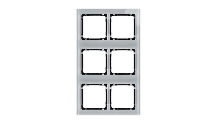 DECO Ramka modułowa 6 krotna (2 poziom, 3 pion) - efekt szkła (ramka szara spód czarny) szary 15-12-DRSM-2x3