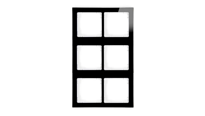 DECO Ramka modułowa 6 krotna (2 poziom, 3 pion) - efekt szkła (ramka czarna spód biała) czarny 12-0-DRSM-2x3