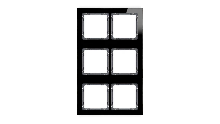 DECO Ramka modułowa 6 krotna (2 poziom, 3 pion) - efekt szkła (ramka czarna spód grafitowy) czarny 12-11-DRSM-2x3