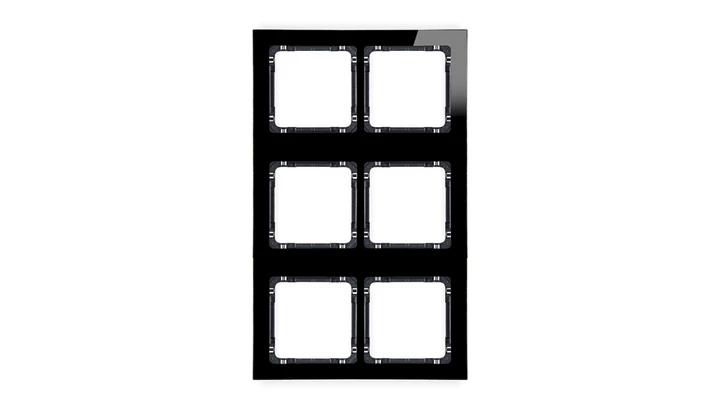 DECO Ramka modułowa 6 krotna (2 poziom, 3 pion) - efekt szkła (ramka czarna spód czarny) czarny 12-12-DRSM-2x3