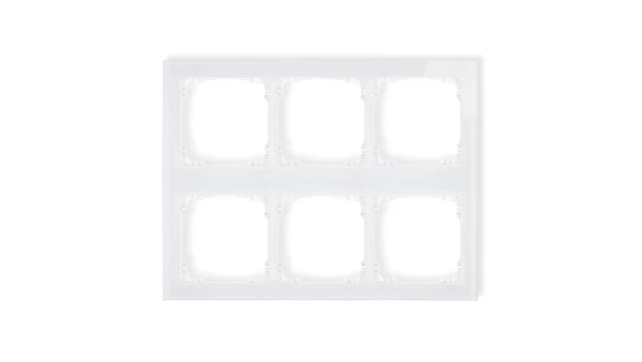 DECO Ramka modułowa 6 krotna (3 poziom, 2 pion) - efekt szkła (ramka biała spód biała) biały 0-0-DRSM-3x2