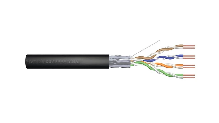 Kabel teleinformatyczny F/UTP kat.6 PE AWG 23/1 szpula czarny zewnętrzny żelowany DK-TP622 /305m/