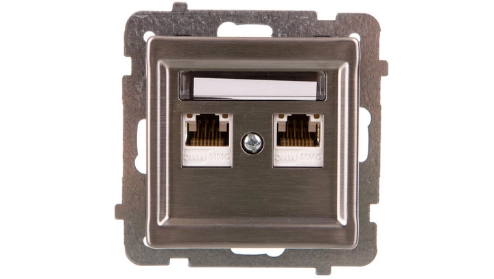 SONATA Gniazdo komputerowe podwójne 2xRJ45 kat.5e stal inox KRONE GPK-2RM/K/m/37