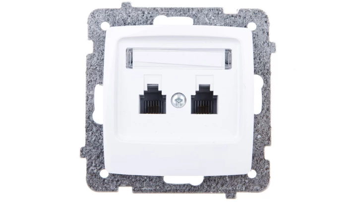 KARO Gniazdo telefoniczne podwójne RJ11 niezależne białe GPT-2SN/m/00