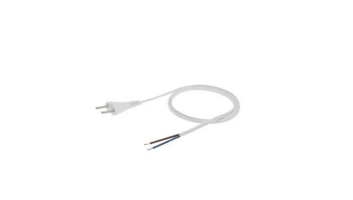 Przewód z płaską wtyczką b/u H03VVH2-F 2x0,75 biały S-13-0,75-2-1 /2m/