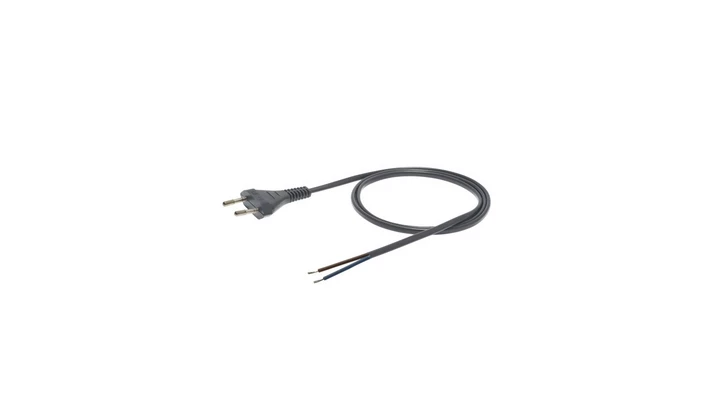 Przewód z płaską wtyczką b/u H03VVH2-F 2x0,75 srebrny S-13-0,75-2-14 /2m/ (opak.200szt.)