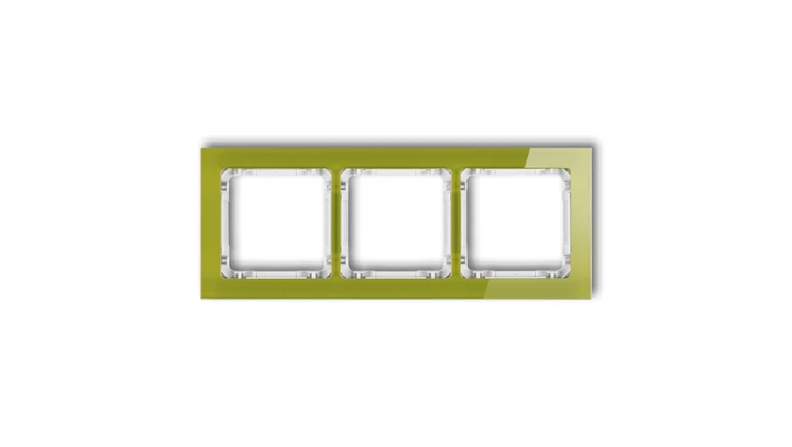 DECO Ramka potrójna - efekt szkła (ramka zielona spód biały) zielony 2-0-DRS-3