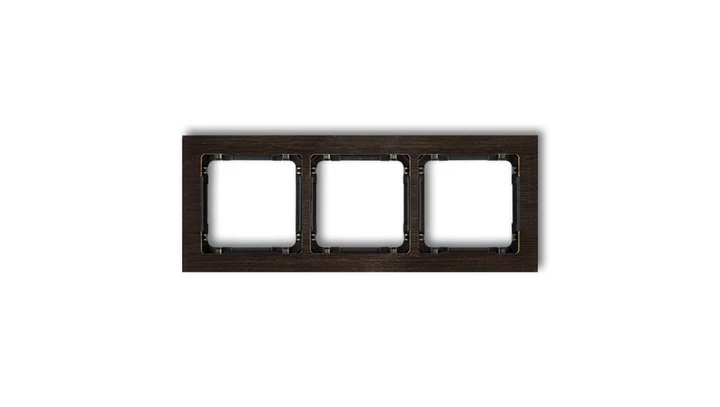 DECO Ramka potrójna - efekt drewna (ramka wenge spód czarny) efekt wenge DRD-3G