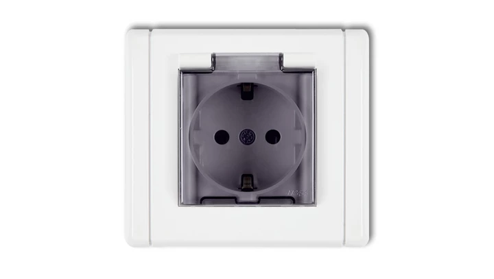 FLEXI Gniazdo bryzgoszczelne z/u SCHUKO (klapka dymna) biały FGPB-1sdp