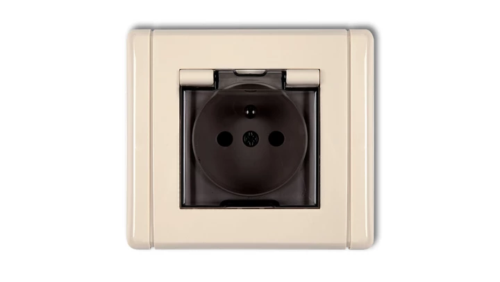 FLEXI Gniazdo bryzgoszczelne z/u (klapka dymna) beżowy 1FGPB-1zdp