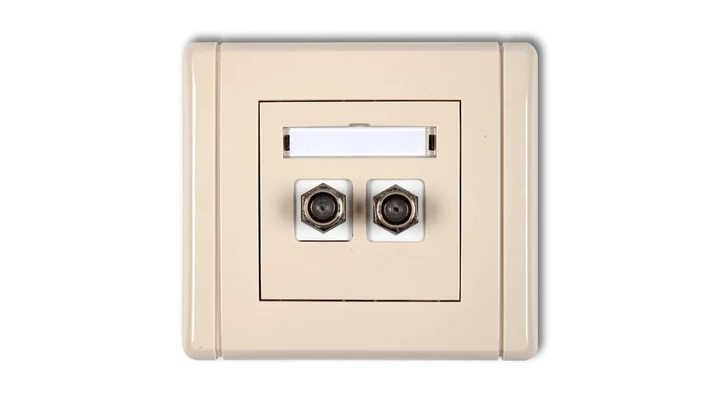 FLEXI Gniazdo antenowe podwójne typu F (SAT) pozłacane beżowy 1FGF-2.1