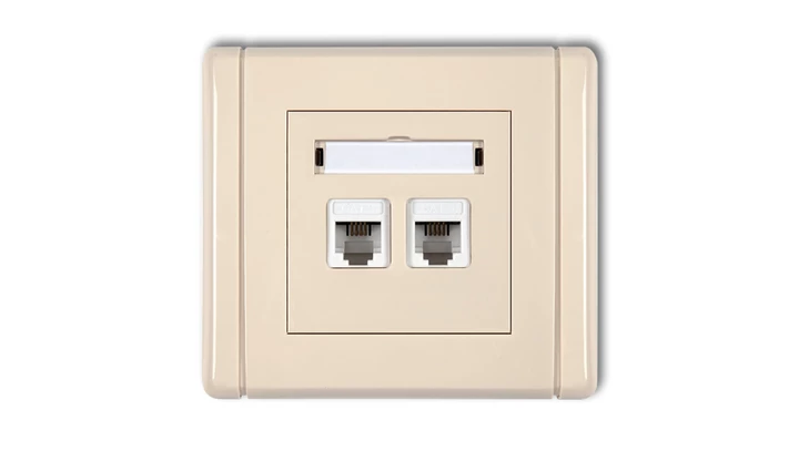 FLEXI Gniazdo telefoniczne podwójne 2xRJ11, 4-stykowe, beznarzędziowe beżowy 1FGT-2