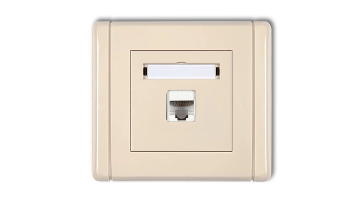 FLEXI Gniazdo komputerowe pojedyncze 1xRJ45, kat. 5e, ekranowane, 8-stykowe beżowy 1FGK-1e