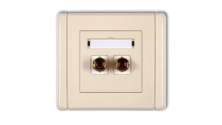 FLEXI Gniazdo głośnikowe pojedyncze (typu banan - czerwony i czarny, pozłacane, 4 mm2, skręcane) beżowy 1FGG-4