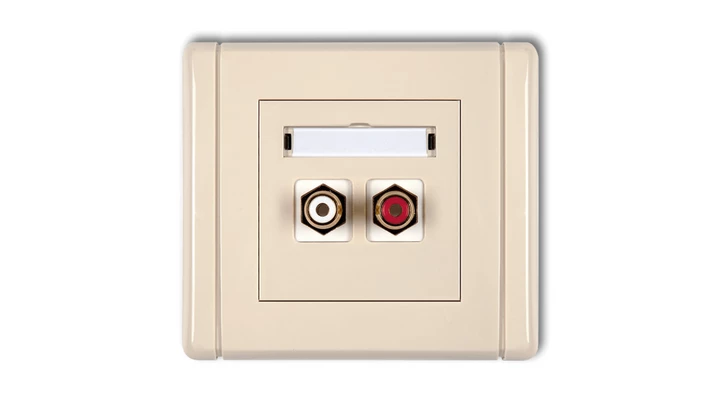 FLEXI Gniazdo podwójne RCA (typu cinch - biały i czerwony, pozłacane) beżowy 1FGRCA-2