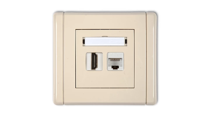FLEXI Gniazdo pojedyncze HDMI + gniazdo komp. poj. 1xRJ45, kat. 5e, 8-stykowe beżowy 1FGHK