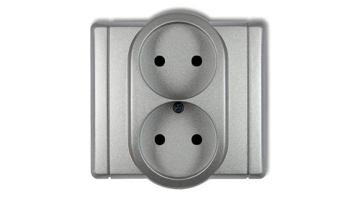 FLEXI Gniazdo podwójne b/u srebrny metalik 7FGP-2p