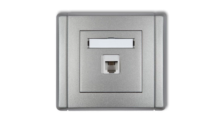 FLEXI Gniazdo telefoniczne pojedyncze 1xRJ11, 4-stykowe, beznarzędziowe srebrny metalik 7FGT-1