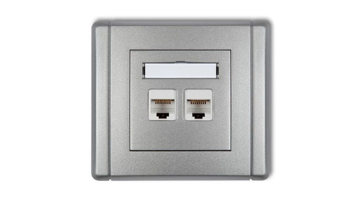 FLEXI Gniazdo komputerowe podwójne 2xRJ45, kat. 5e, 8-stykowe srebrny metalik 7FGK-2