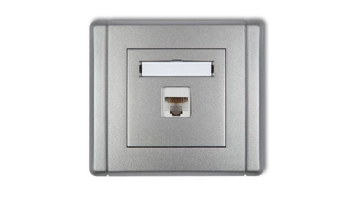 FLEXI Gniazdo komputerowe pojedyncze 1xRJ45, kat. 6, ekranowane, 8-stykowe srebrny metalik 7FGK-5