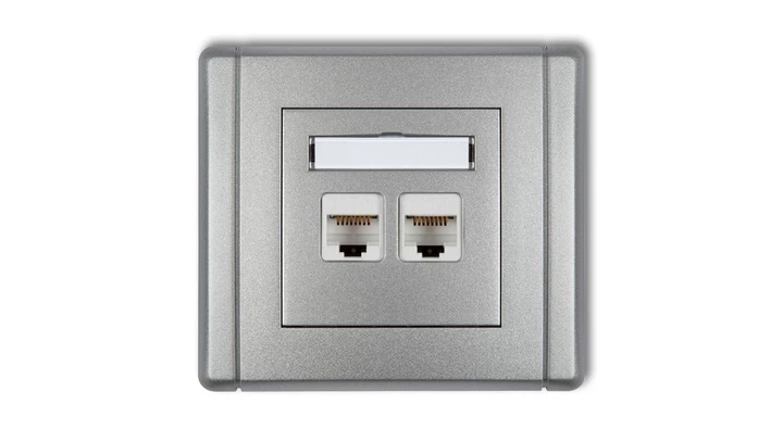 FLEXI Gniazdo komputerowe podwójne 2xRJ45, kat. 6, ekranowane, 8-stykowe srebrny metalik 7FGK-6