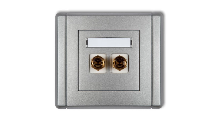 FLEXI Gniazdo głośnikowe pojedyncze (typu banan - czerwony i czarny, pozłacane, 4 mm2, skręcane) srebrny metalik 7FGG-4