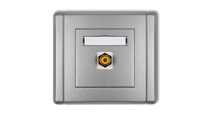 FLEXI Gniazdo pojedyncze RCA (typu cinch - żółty, pozłacane) srebrny metalik 7FGRCA-1