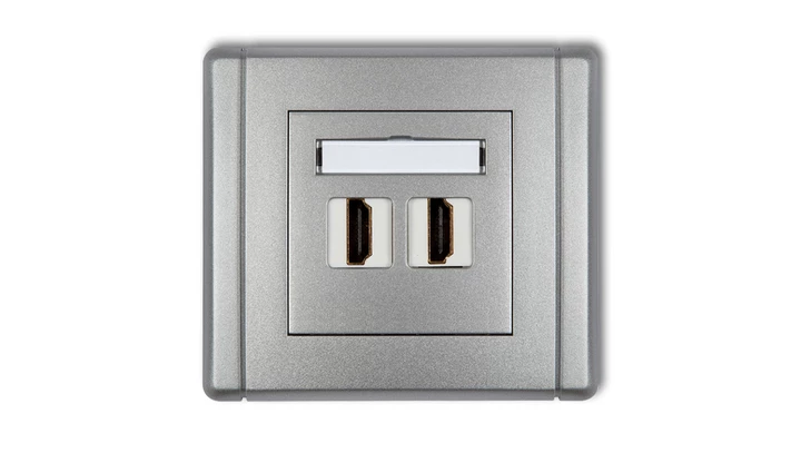 FLEXI Gniazdo podwójne HDMI srebrny metalik 7FHDMI-2