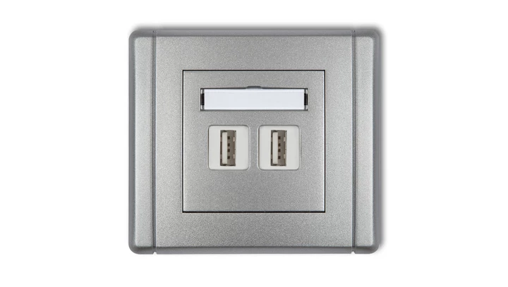 FLEXI Gniazdo podwójne 2xUSB-AA srebrny metalik 7FGUSB-2