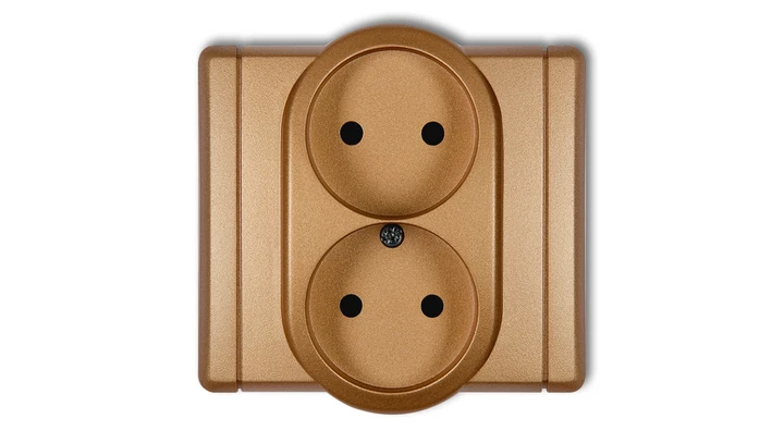 FLEXI Gniazdo podwójne b/u złoty metalik 8FGP-2p