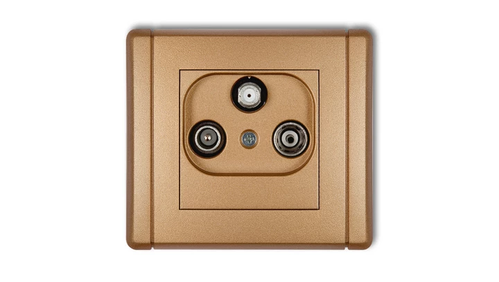 FLEXI Gniazdo antenowe RTV-SAT przelotowe 10dB złoty metalik 8FGSP