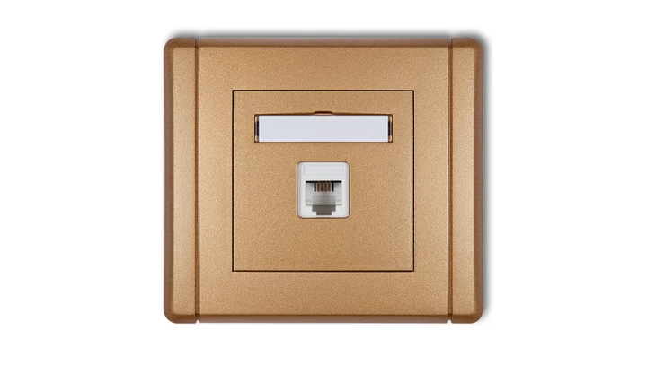 FLEXI Gniazdo telefoniczne pojedyncze 1xRJ11, 4-stykowe, beznarzędziowe złoty metalik 8FGT-1