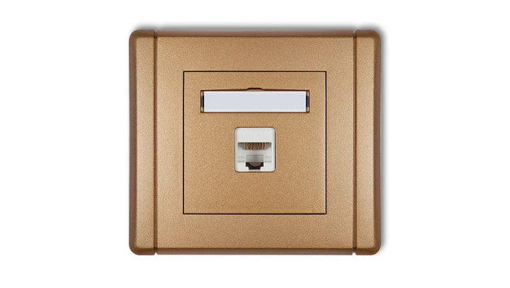 FLEXI Gniazdo komputerowe pojedyncze 1xRJ45, kat. 5e, ekranowane, 8-stykowe złoty metalik 8FGK-1e