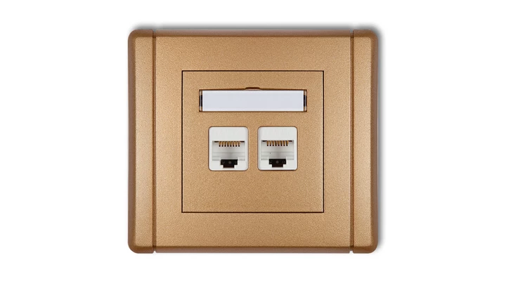 FLEXI Gniazdo komputerowe podwójne 2xRJ45, kat. 5e, 8-stykowe złoty metalik 8FGK-2