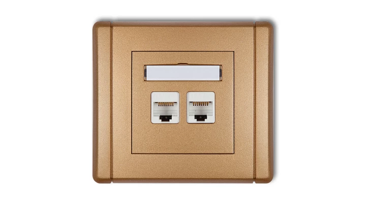 FLEXI Gniazdo komputerowe podwójne 2xRJ45, kat. 6, 8-stykowe złoty metalik 8FGK-4