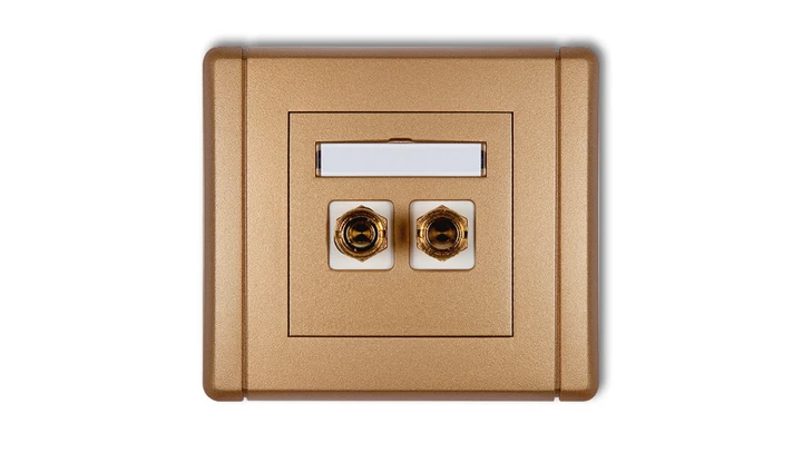 FLEXI Gniazdo głośnikowe pojedyncze (typu banan - czerwony i czarny, pozłacane, 4 mm2, skręcane) złoty metalik 8FGG-4