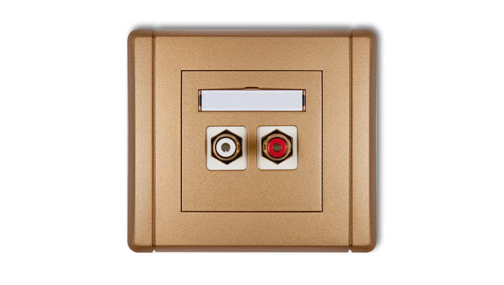 FLEXI Gniazdo podwójne RCA (typu cinch - biały i czerwony, pozłacane) złoty metalik 8FGRCA-2