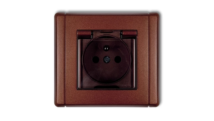 FLEXI Gniazdo bryzgoszczelne z/u (klapka dymna) brązowy metalik 9FGPB-1zdp