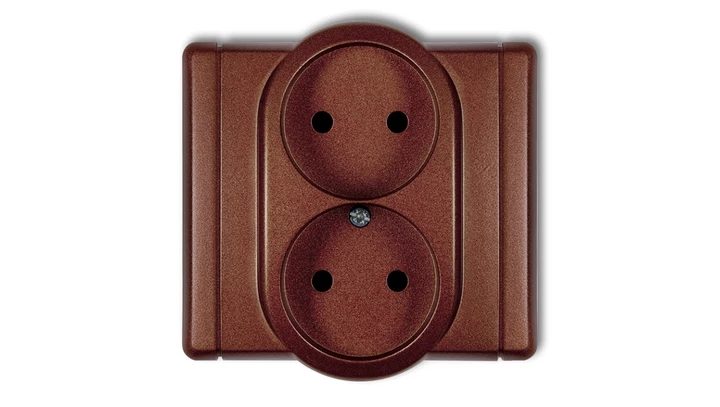 FLEXI Gniazdo podwójne b/u brązowy metalik 9FGP-2p