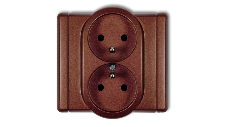 FLEXI Gniazdo podwójne z/u brązowy metalik 9FGP-2zp