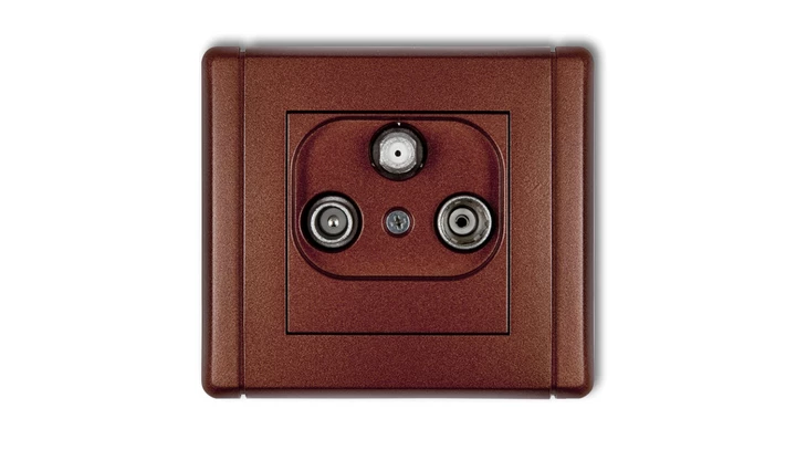 FLEXI Gniazdo antenowe RTV-SAT przelotowe 10dB brązowy metalik 9FGSP