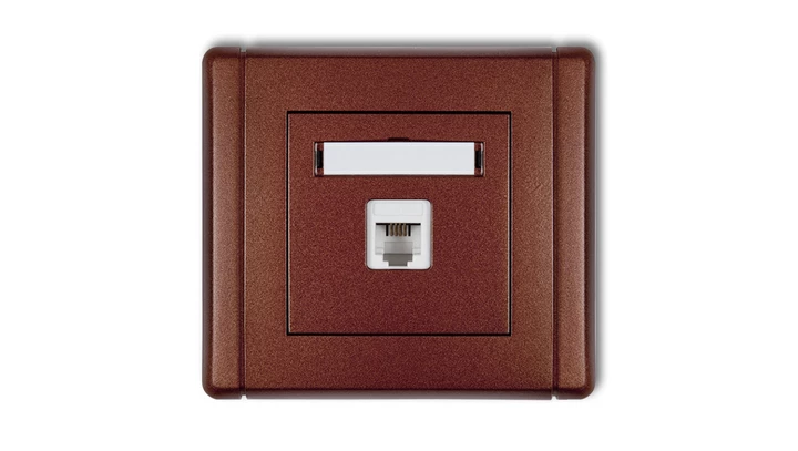 FLEXI Gniazdo telefoniczne pojedyncze 1xRJ11, 4-stykowe, beznarzędziowe brązowy metalik 9FGT-1