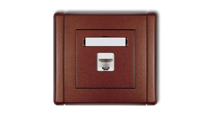 FLEXI Gniazdo komputerowe pojedyncze 1xRJ45, kat. 5e, 8-stykowe brązowy metalik 9FGK-1