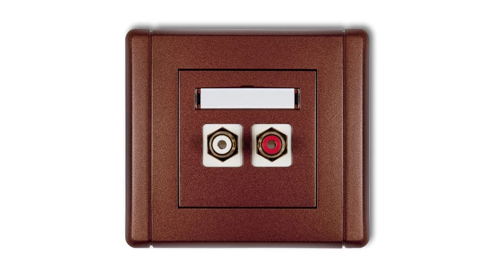 FLEXI Gniazdo podwójne RCA (typu cinch - biały i czerwony, pozłacane) brązowy metalik 9FGRCA-2