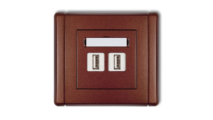 FLEXI Gniazdo podwójne 2xUSB-AA brązowy metalik 9FGUSB-2