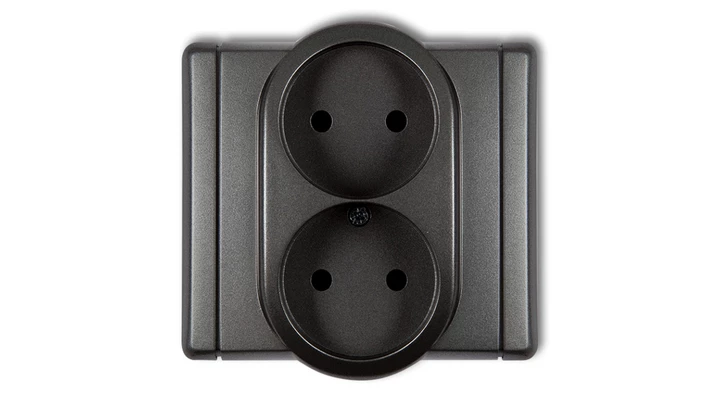FLEXI Gniazdo podwójne b/u grafitowy 11FGP-2p