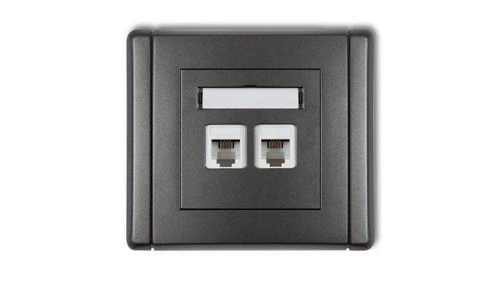 FLEXI Gniazdo telefoniczne podwójne 2xRJ11, 4-stykowe, beznarzędziowe grafitowy 11FGT-2