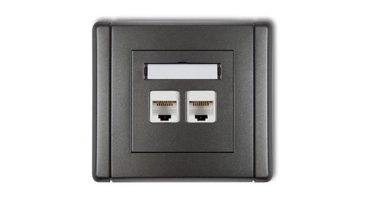 FLEXI Gniazdo komputerowe podwójne 2xRJ45, kat. 6, 8-stykowe grafitowy 11FGK-4