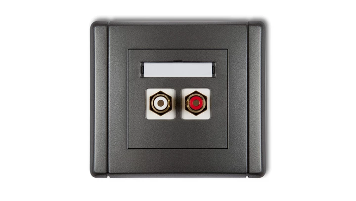 FLEXI Gniazdo podwójne RCA (typu cinch - biały i czerwony, pozłacane) grafitowy 11FGRCA-2